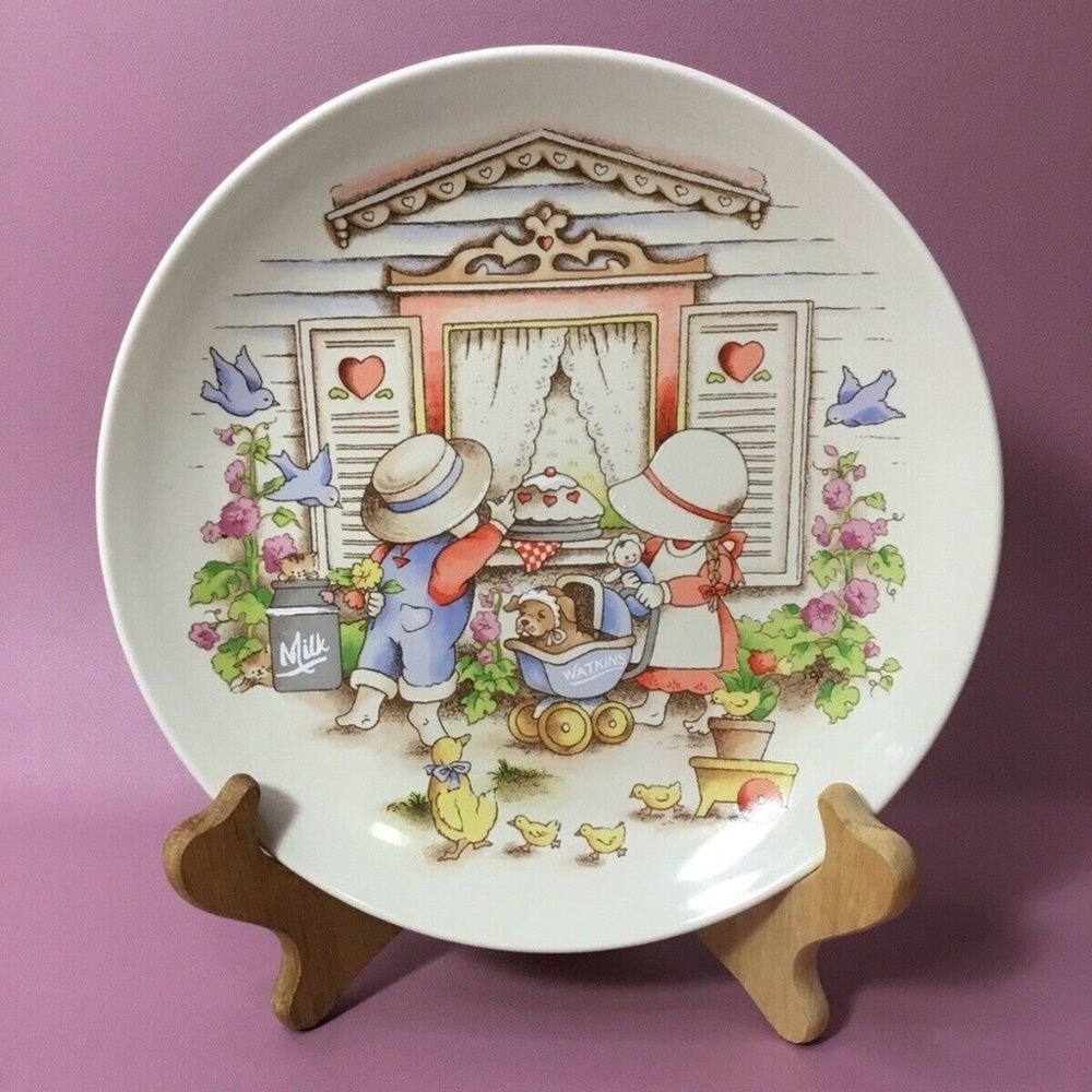 VTG 91s Watkins Country Kids Porcelain Dessert Plate Moms Are Special 8"‎ Korea
